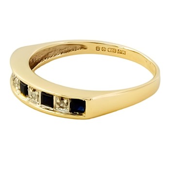 9ct gold Sapphire/Diamond half eternity Ring size L